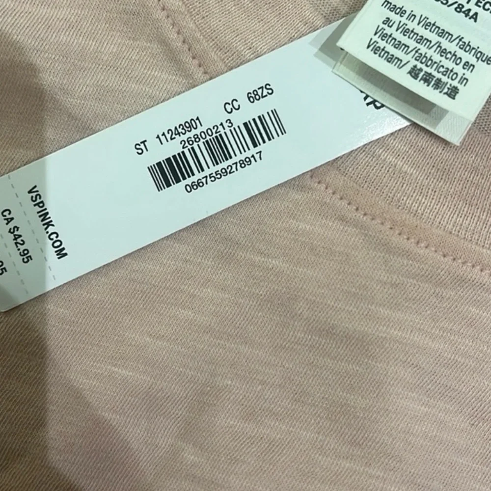 NWT PINK Victoria’s Secret Premium Cotton Cropped Long-Sleeve T-Shirt